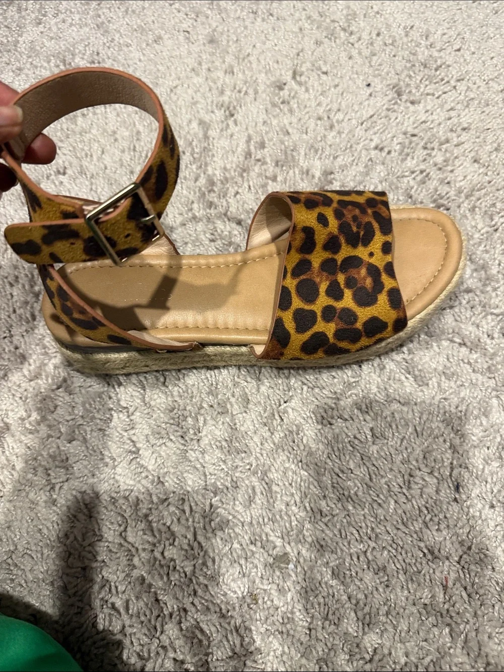 Leopard Suede Print Women’s Open toe  Ankle-Strap Platform Sandals